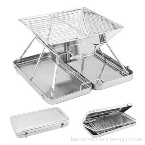 Mini BBQ Grill, Made of Stainless Steel, Easy to Fold and Carry, Measures 9*39*22.5cm